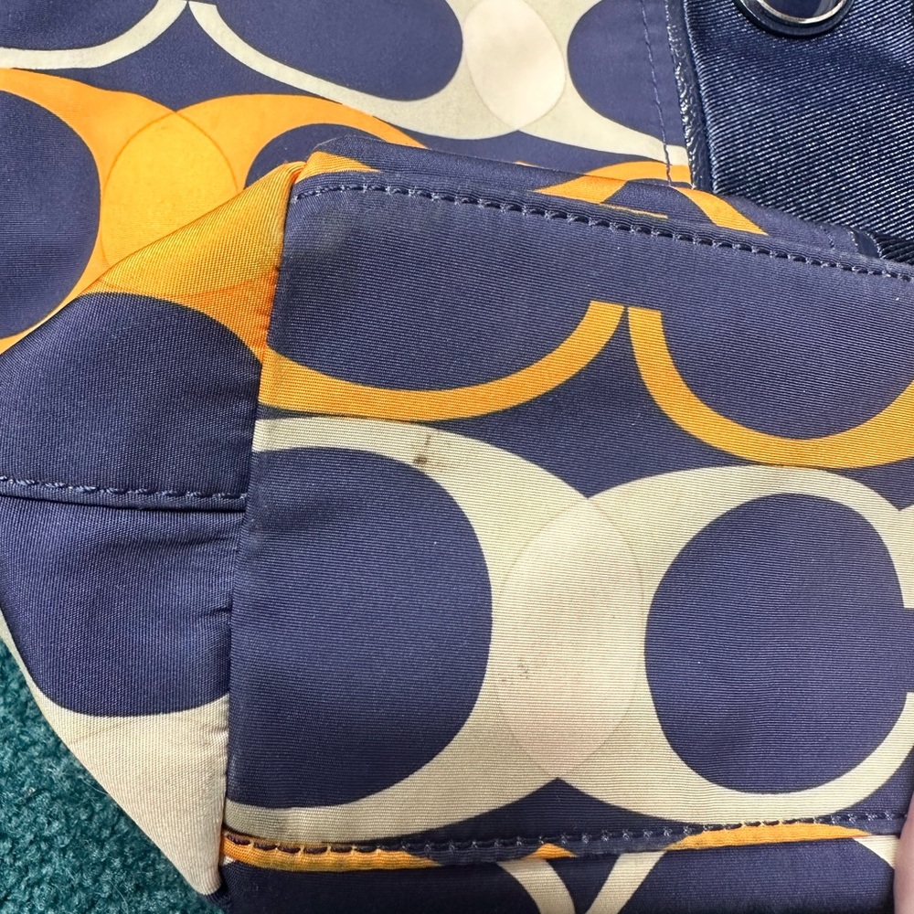 Authentic Coach Signature Stripe Tote, Gently Worn, Linear C Patterned Exterior - Picture 8 of 13